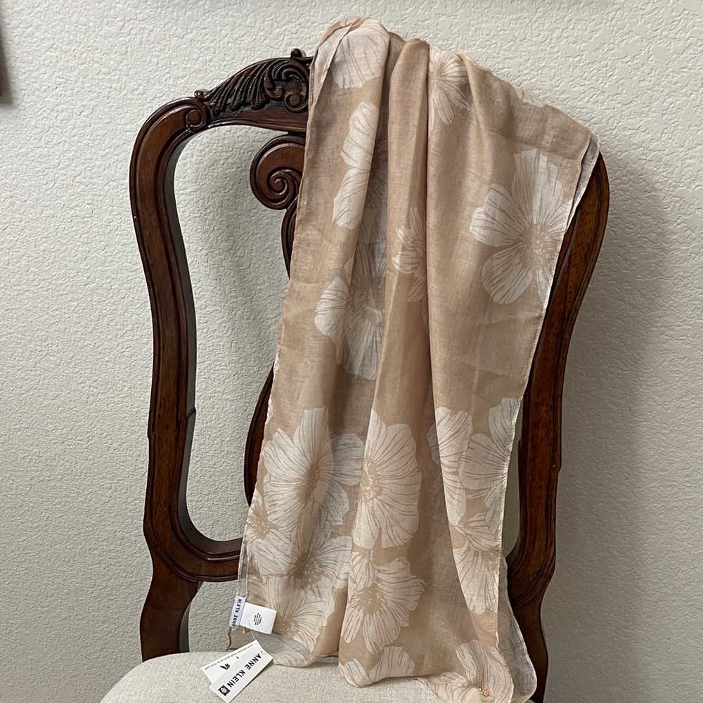 Anne Klein Beige Floral Scarf
